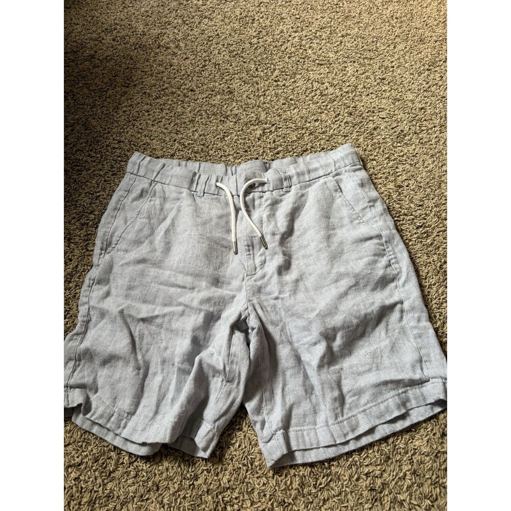 Porter and Ash Linen Shorts Blue Flat Front Casual Everyday Mens Size XL - 38